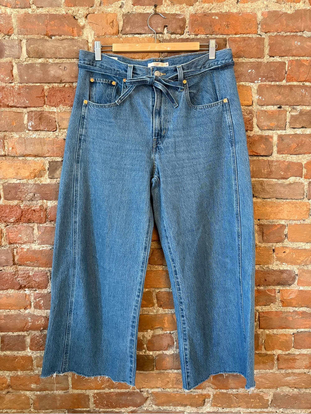 Levi's Blue High-Rise Tie-Waist Wide Leg Jeans
